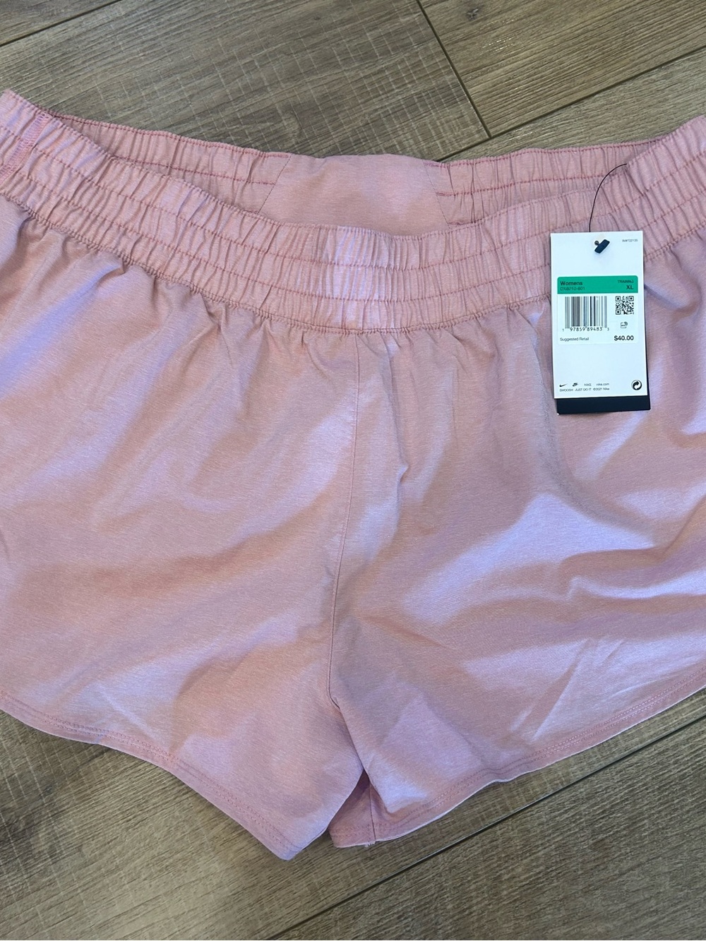 Nike Women's Light Pink Elastic-Waist Athletic Shorts